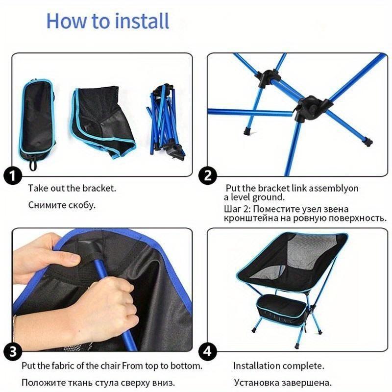 Silla de Camping Portátil Ultraligera,, Silla de Playa Plegable Silla de Comedor para Patio con Bolsa de Transporte para Senderismo al Aire Libre Pesca Patio Trasero Picnic Viajes