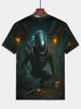 2026 New Men'S 3D Print Short Sleeve T-Shirt, Alien Lifeform Theme Design, Sci-Fi Style Summer Breathable Top, Casual Fashion Outdoor Athletic Wear,