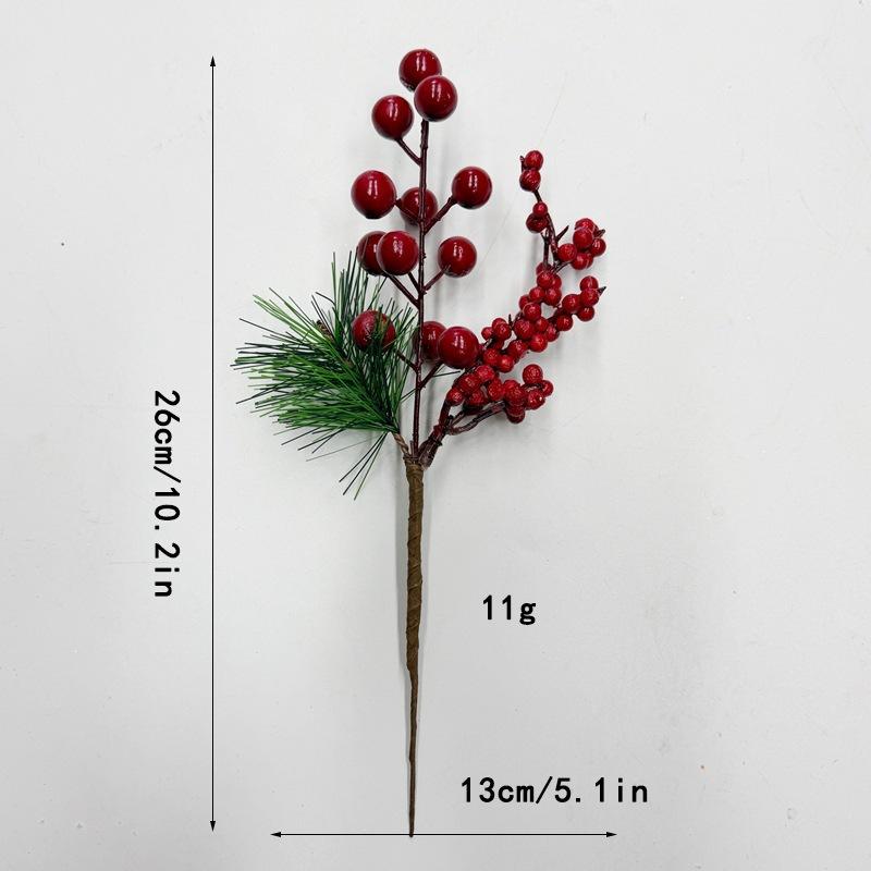 Christmas Cuttings Pine Needles Pine Cones Flower Branches Accessories Simulation Red Fruit Gift Box Decoration