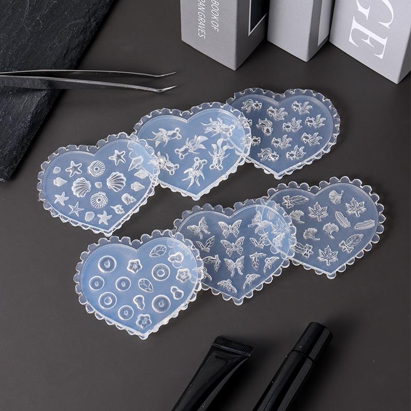 

1 шт. Мягкий силиконовый ноготь, форма для цветка розы, сердца, 3D-бабочка, золотая рыбка, ракушка, резной мультяшный шаблон, аксессуары для ногтей для салона