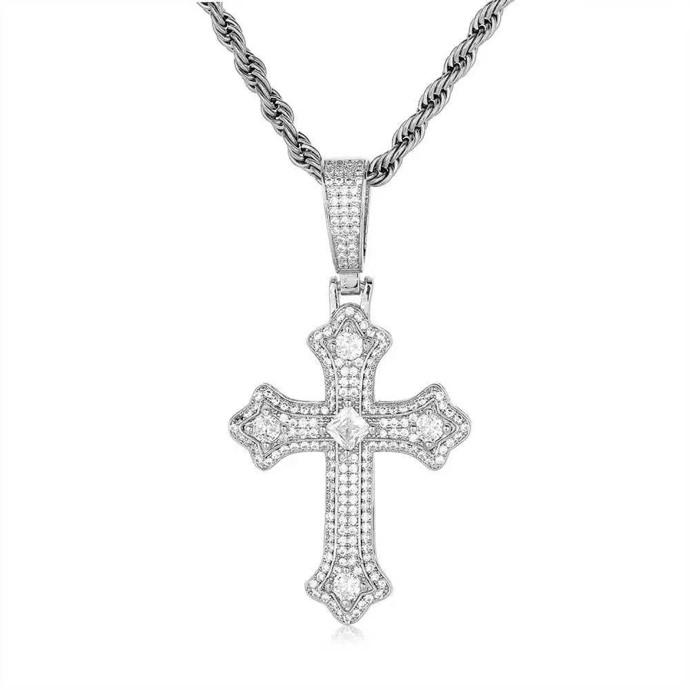 European and American Jewelry Cross Diamond Pendant Necklace Retro Niche Trend Full Diamond Necklace 2026 60CM