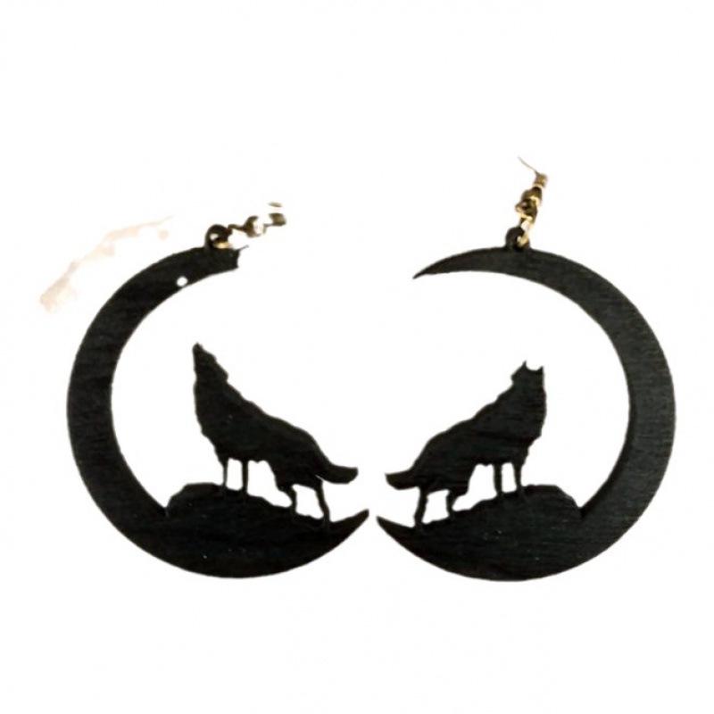 Raven and Wolf Moon Earrings: Halloween Gift for Her
