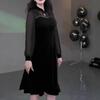 Spring European-Style Off-Shoulder Lace Velvet Dress for Plus Size Middle-Aged Women