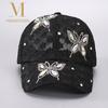 Neue vielseitige Damen-Baseballkappe mit eingelegten Diamanten, verstellbare Outdoor-Sonnenhut, Jeanshut, gewaschener Entenschnabelhut, Sommer