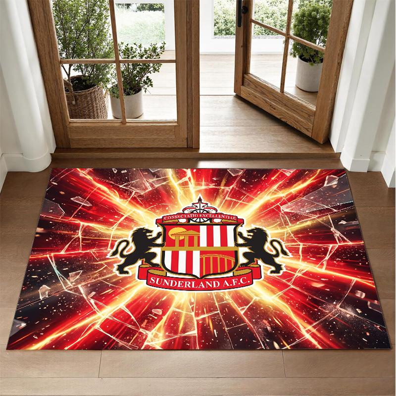 Sunderland Football Design Crystal Velvet Rug Soft Decorative Mat for Bedroom Entrance