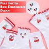 Pilates Socks with Grips for Women Cute Cherry Grip Socks Non Slip Cotton Ruffle Cuff Cherry Socks for Yoga Barre Ballet
