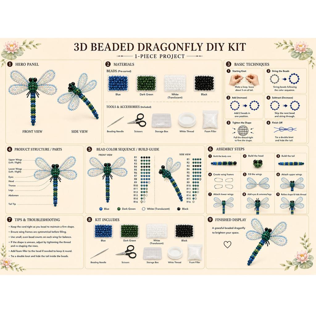 DIY Beaded Kit Pond Set for Animal Figures with Beads and Accessories for Creative Projects