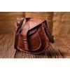 Over Sized Vintage Saddle Bag Genuine Goat Leather Brown Messenger Shoulder Bag
