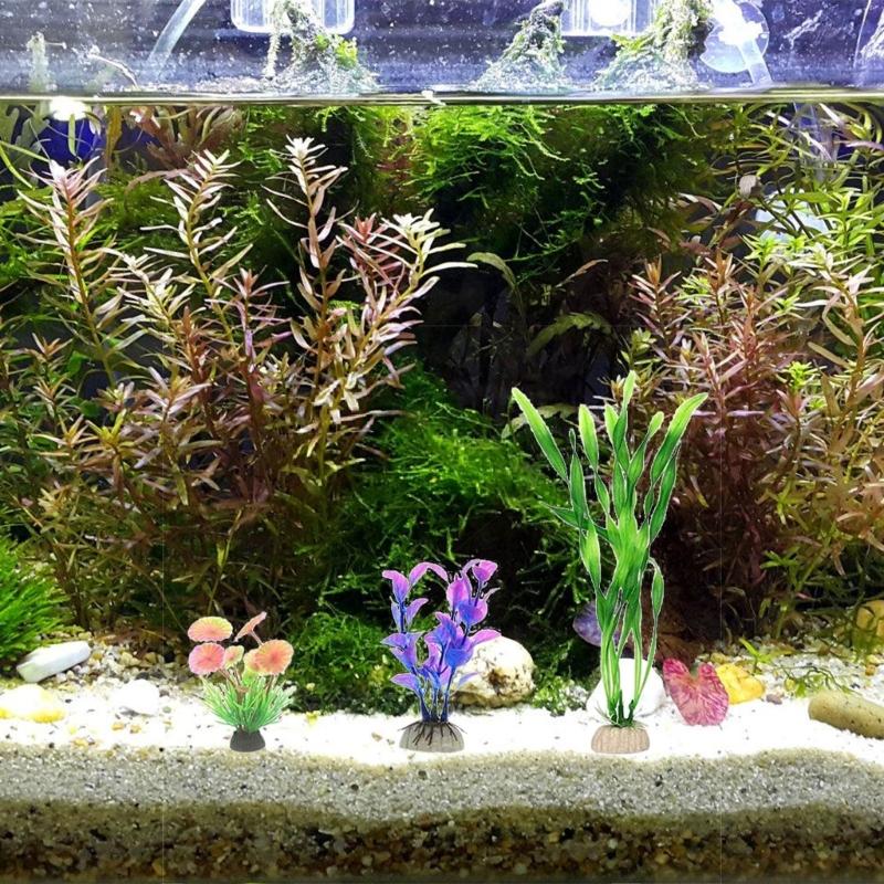 14pack Artificial Landscaping Plant Fish Tanks Decoration Natural Unique Plant for Home or Office Use