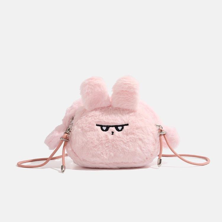 

Pink Autumn And Winter Fluffy Earphones Versatile Cute Mini Plush Shoulder Girl Messenger Bag