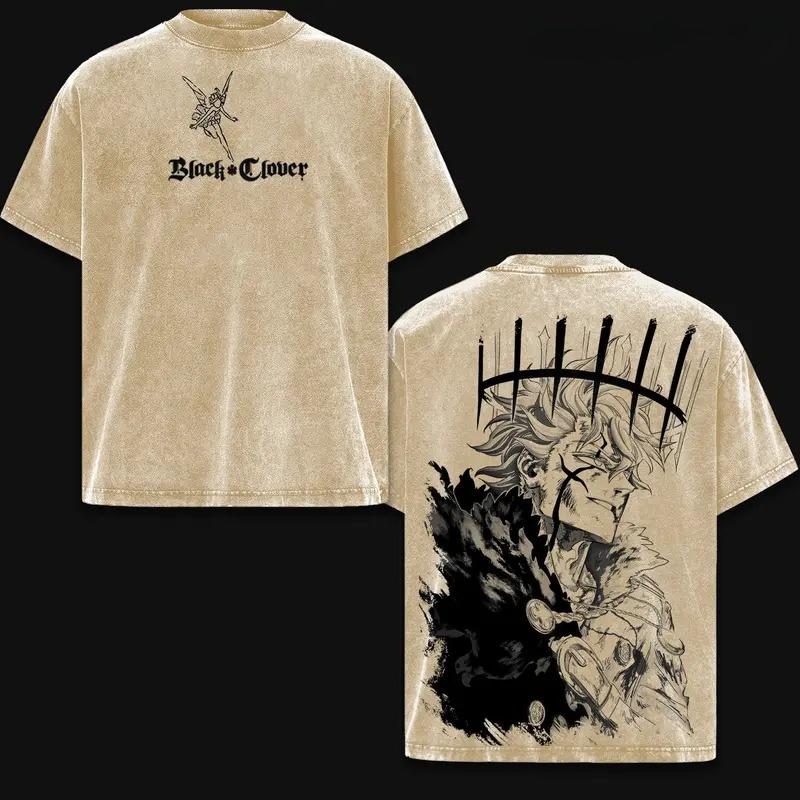 Black Clover Yuno Graphic Tshirt Men Women Oversized Clothing Short Sleeve Cotton T-shirts Washed Tee Harajuku Male T Shirt