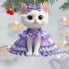 2Pcs Cute Cat Purple Pendant Car Rear View Mirror Charm Acrylic Cat Hanging Decorations for Auto Interior Window Bag