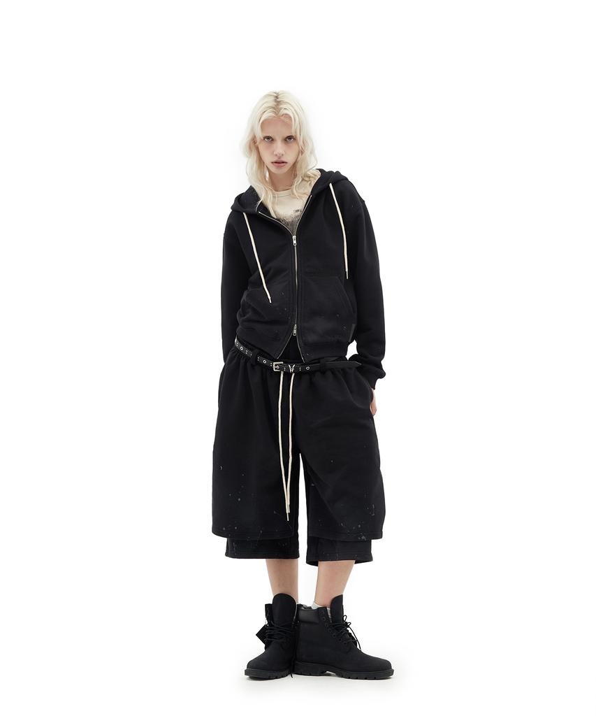Defgarments Painting Brushed Hood Zip Up [Black]