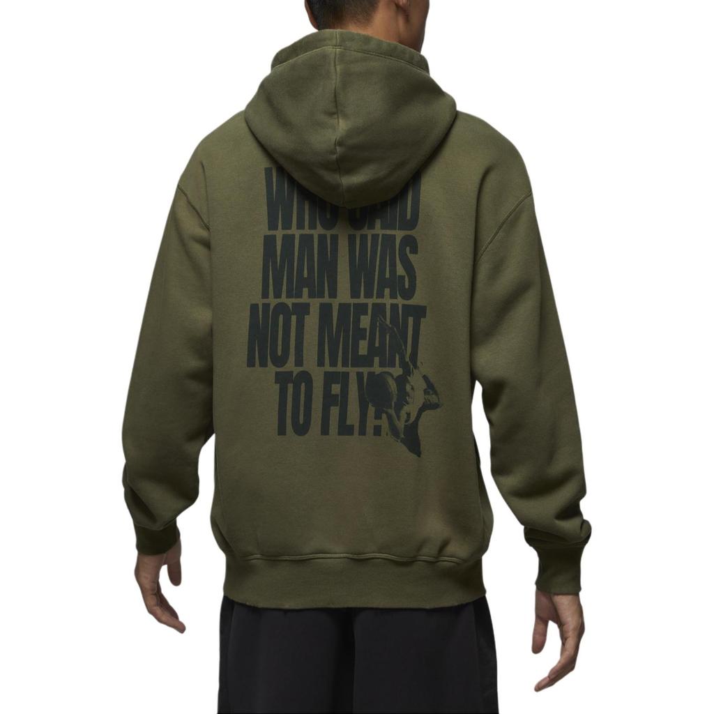 Jordan Brooklyn Fleece Hooded Comfortable Pullover Long Sleeve Sweatshirt Men Sweatshirt Olive-Green Coal-Black HV5046222