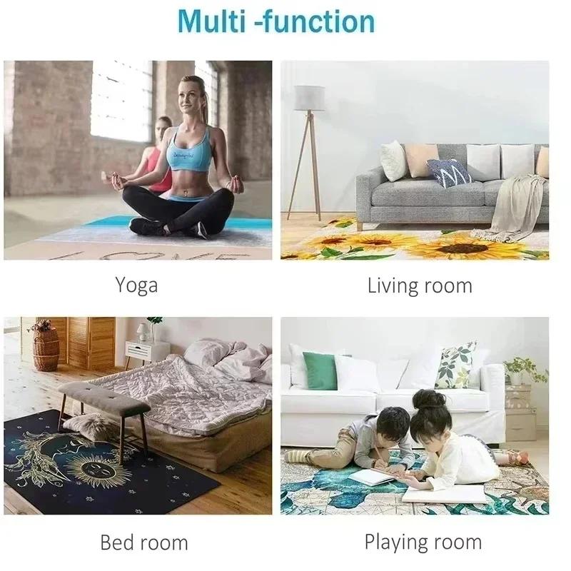 1pc Beautiful Butterfly and Sunflower Round Rug, Non-slip Floor Mat for Living Room, Bedroom, Bathroom, Holiday Home Decoration