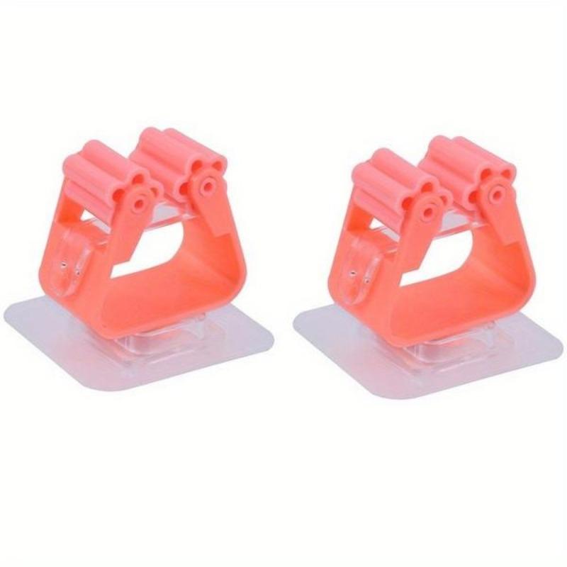 

2 шт., стеллаж для хранения швабры, всасывающая подвесная труба для ванной комнаты, бесследный зажим для швабры, вешалка для метлы, настенная водонепроницаемая вешалка для швабры 2PCS розовый