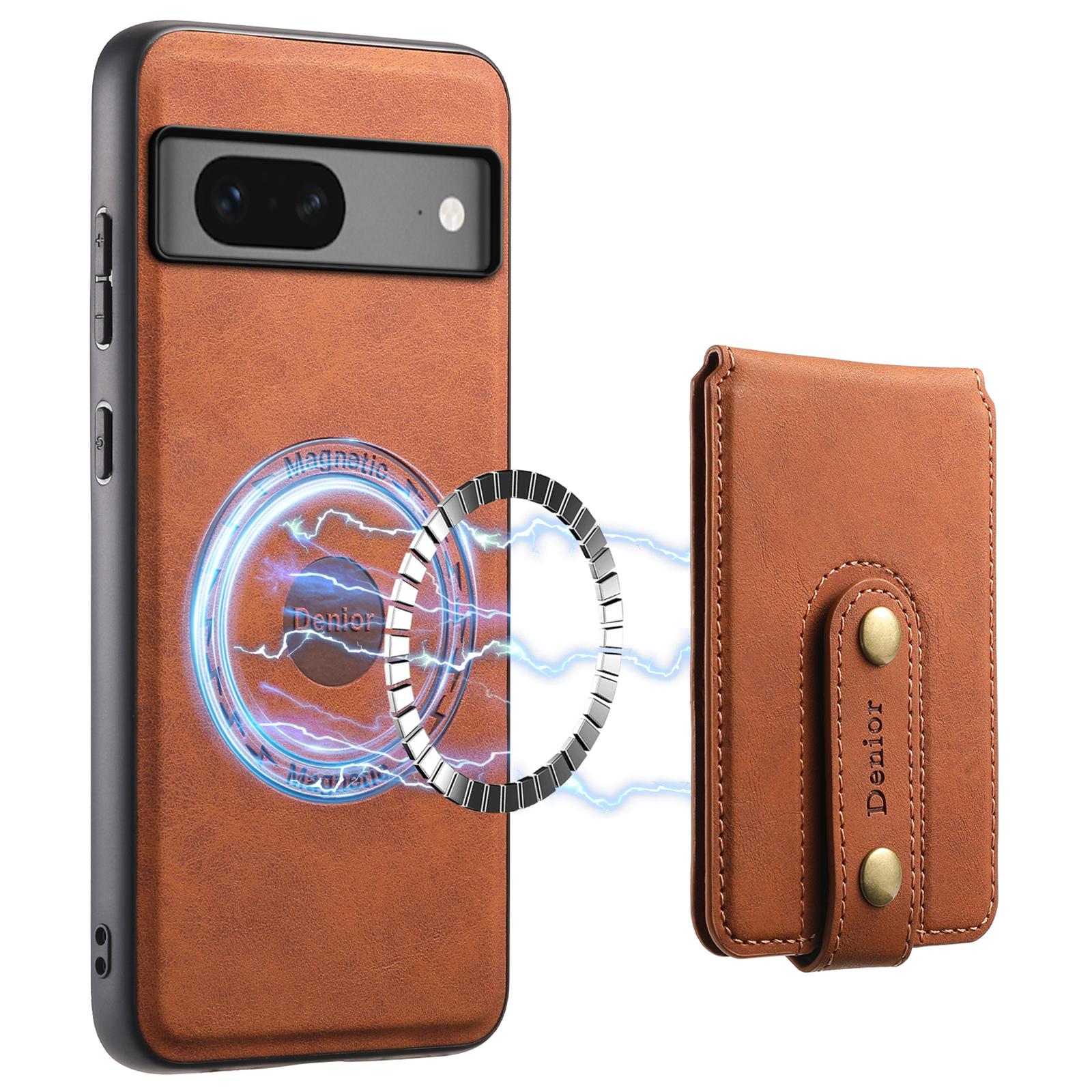 

DENIOR D14 Для Google Pixel 7 5G Магнитный чехол 2 в 1 Съемный PU+PC+TPU Чехол для телефона Brown