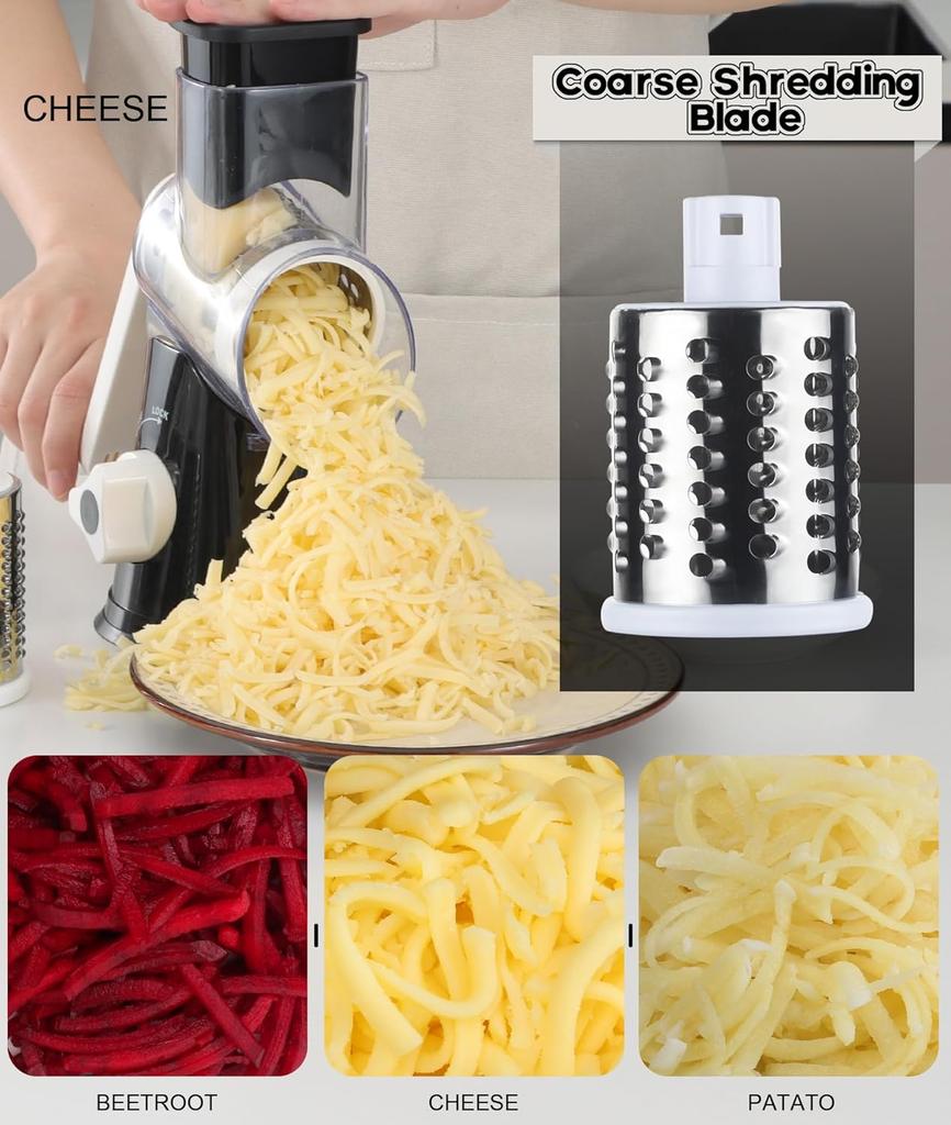 Vegetable Cutter Slicer Manual Kitchen Cheese Chopper Machine With 3 Sharp Drums Multifunctional Garlic Potato Shredder