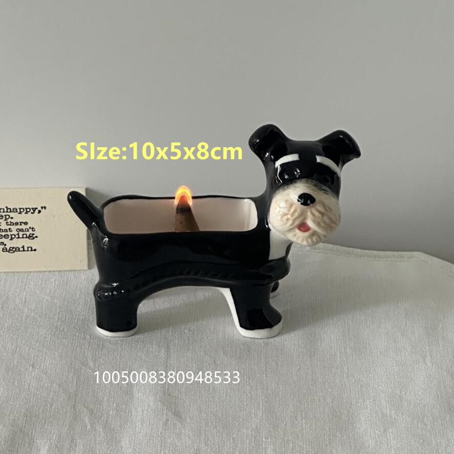 Creative Schnauzer Cute Cartoon Puppy Ceramic Incense Burner Ornaments Ins Style Storage Decorative Ornaments