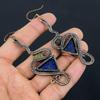 Lapis Lazuli 999 Copper Wire Wrapped Earrings, Handmade Gemstone Earrings Jewelry, Gifts For Wife Brand New Earrings