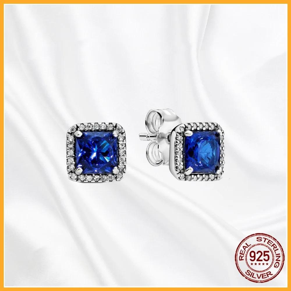 925 Silver Heart Hoop Earrings Sparkling Original Jewelry Gift for Women