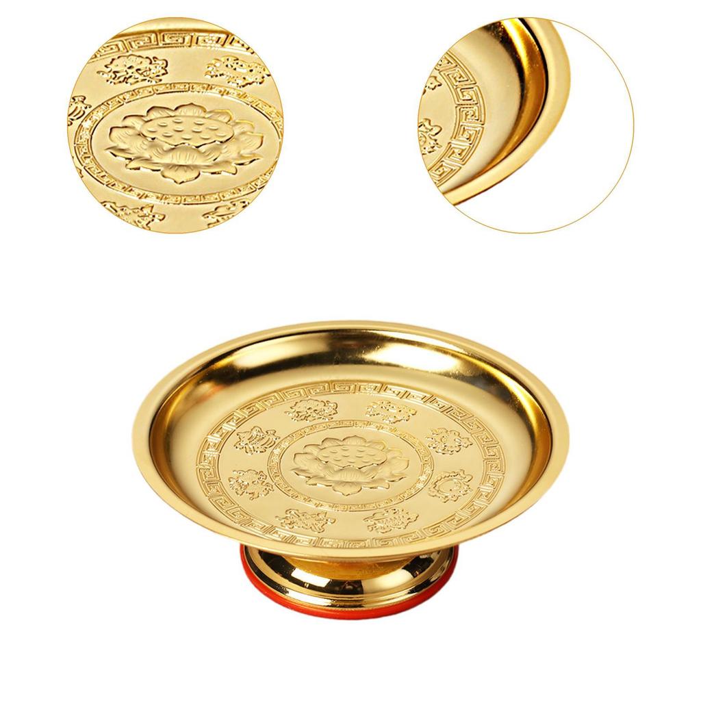 Fruit Bowl Offering Plate Alloy Decoration Dessert Dish Worship Blessing Tray Decor Centerpiece Holder Bowl for Buddha Rituals