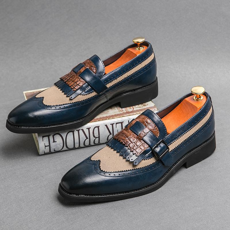 Men s Versatile Slip-on Retro Leather Casual Shoes Size 39 синий
