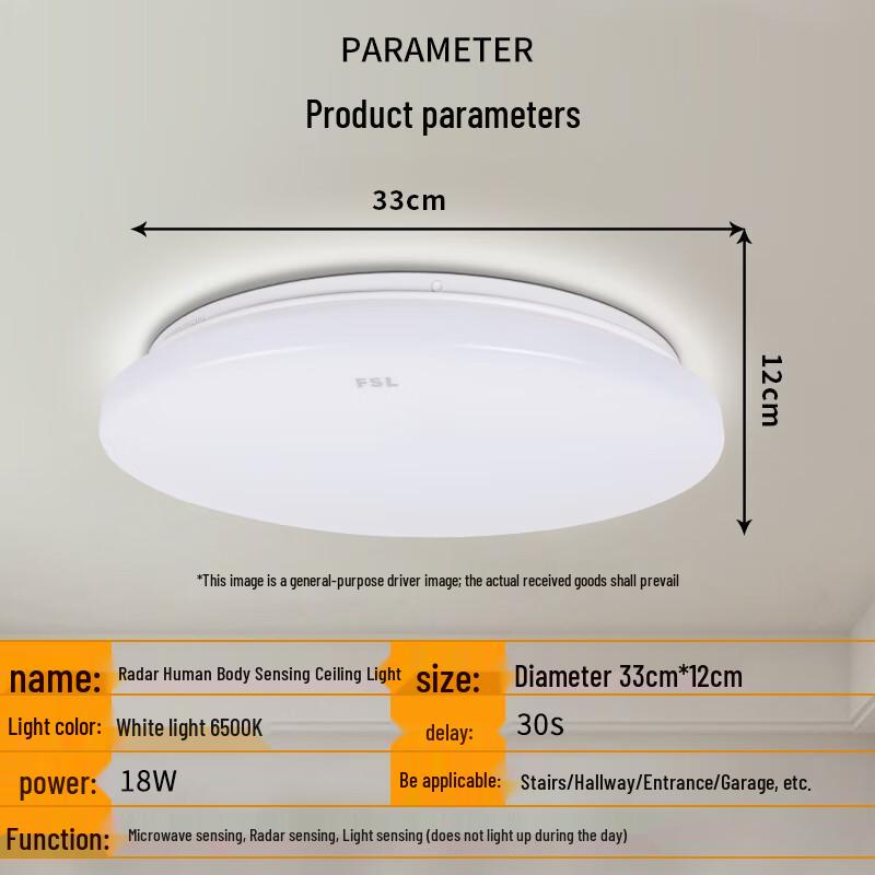 FSL LED Microwave Motion Sensor Ceiling Light