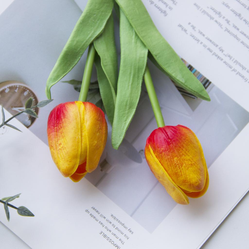 Real Touch Multicolor Artificial Tulips, Fake Tulip Flowers for Home Wedding Decor