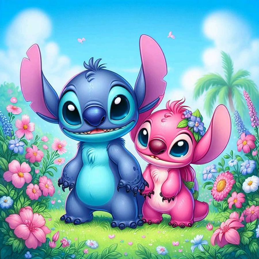 Cute Lilo&Stitch and Angel Disney Cartoon 5d Full Diamond Painting Fantasy Sweet Drean Stitch Anime Mosaic Cross Stitch Decor
