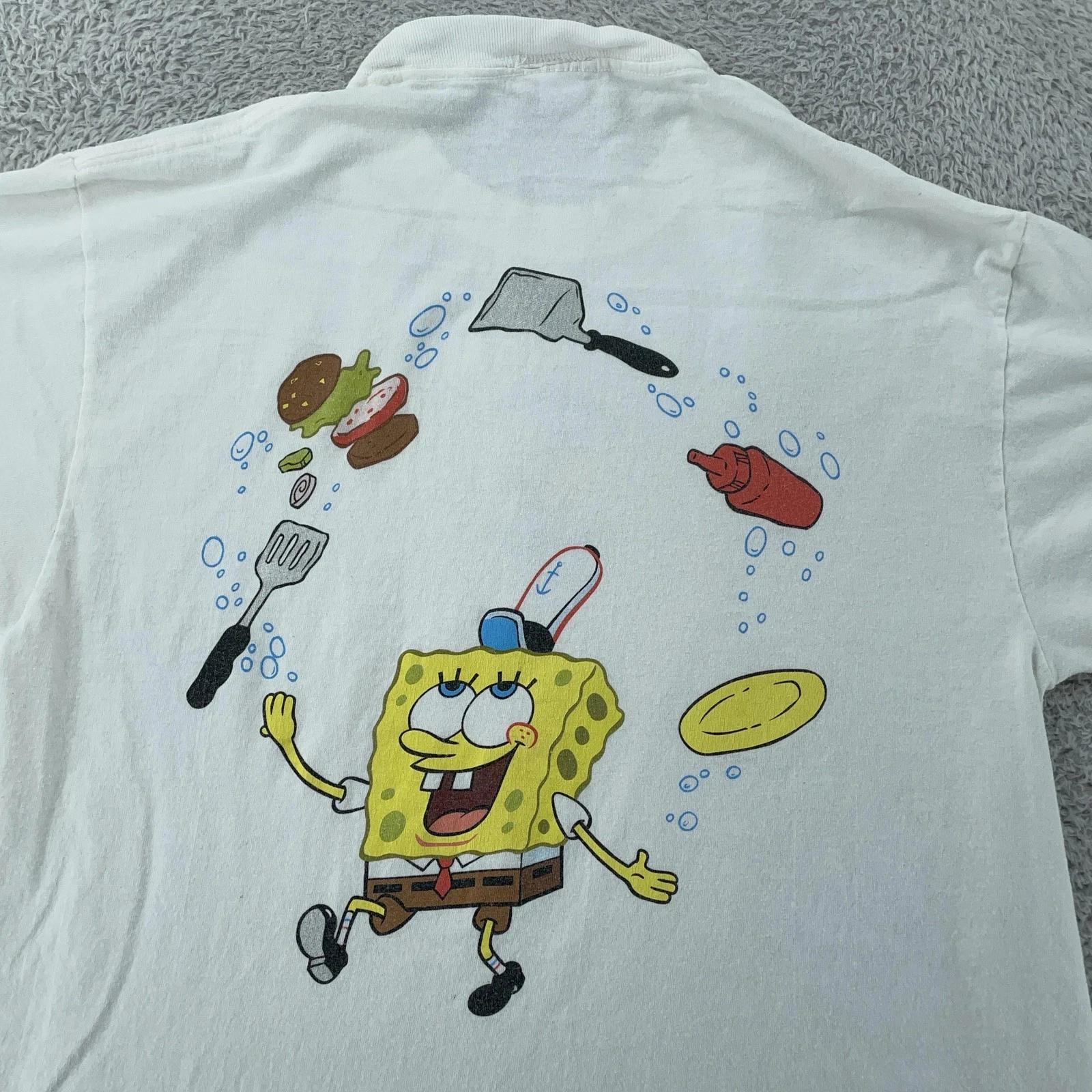 Vtg SpongeBob SquarePants Krusty Krab T-Shirt Small Nickelodeon Dining Staff S