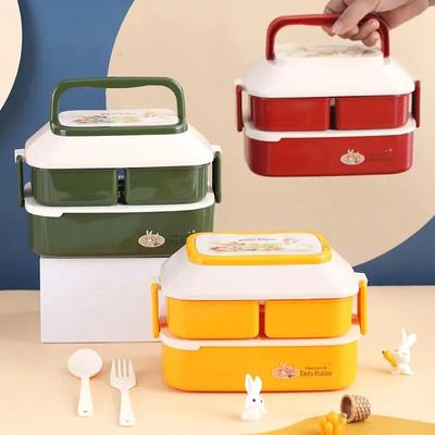 Kawaii Portable Lunch Box For Girls School Kids Plastic Bento Box With Compartments Microwave Food Storage Containers Picnic