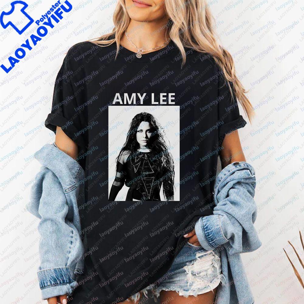 Retro Music Amy Lee Band Sportive Loose Tshirt Summer Trend Shortsleeved Suitable for Both Unisex and WoUnisex Large Size Tshirt