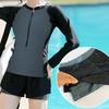 Women Long Sleeve Swimsuit Fashionable Sun Protection Crewneck Quick Dry Two Piece Sports Bathing Suit Women 3802 XXL