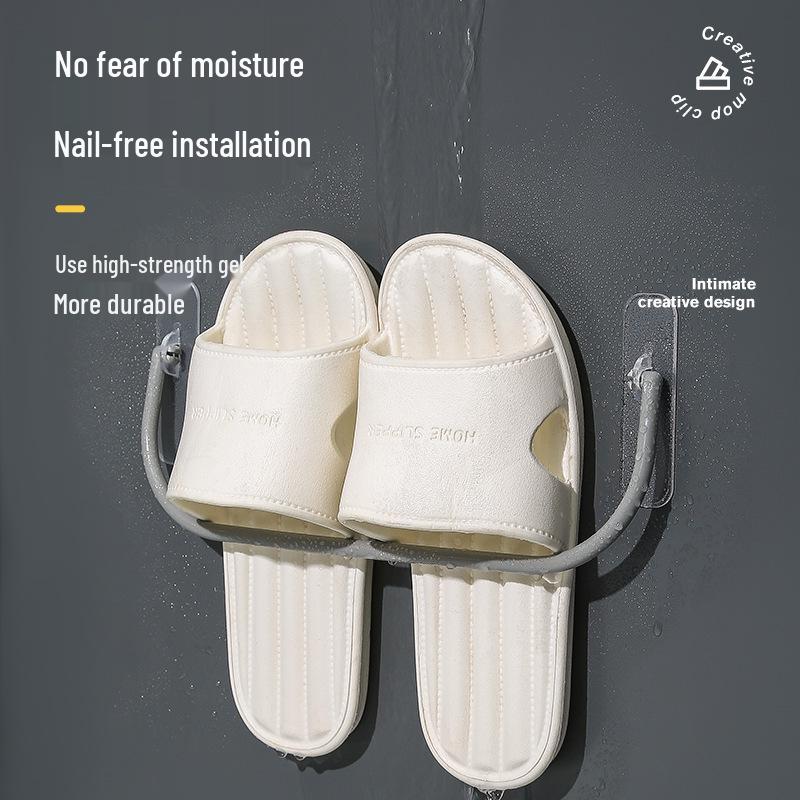 No-Drill Wall-Mounted Bathroom Shoe and Slipper Rack