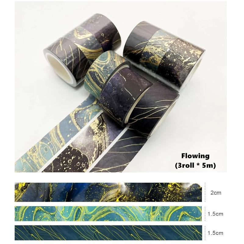 3 Rolls Per Box Gold Foil with Floral Pattern DIY Diary Decoration Hand Account Collage Gift Decoration Handmade Decorative Tape