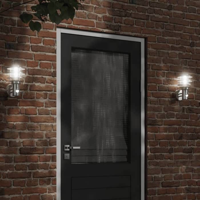 VidaXL Outdoor Wall Light and Sensor Silver Stainless Steel, Outdoor Wall Lighting, Garden Wall Lamp, 4006230