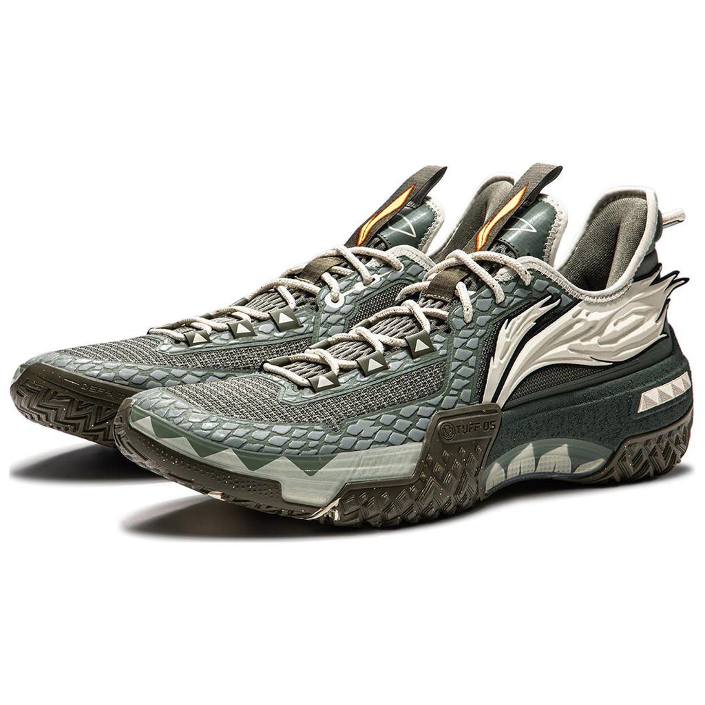 Li Ning Jie Ao Cushioning Slip Resistant Lightweight Rebound Low top Basketball Shoes Men's Yellow Green ABFU035-1