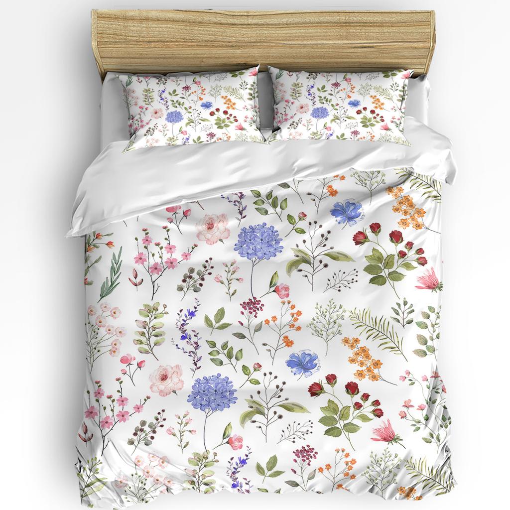 Spring Flowers Plants Wildflowers 3pcs Bedding Set For Double Bed Home Textile Duvet Cover Quilt Cover Pillowcase