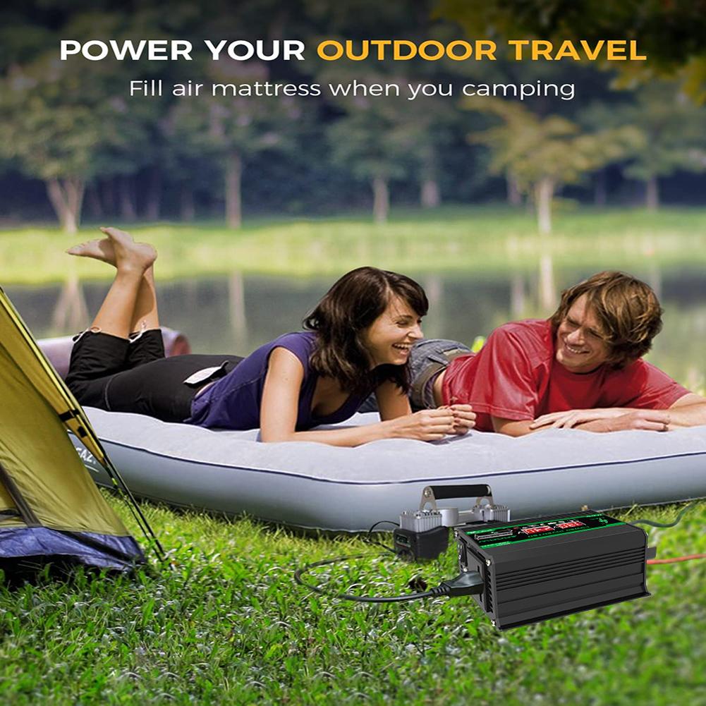 12V To 220V/110V Car Inverter LCD Display Intelligent Power Inverter LED Voltage Display Vehicle Smart Inverter for RV Caravan