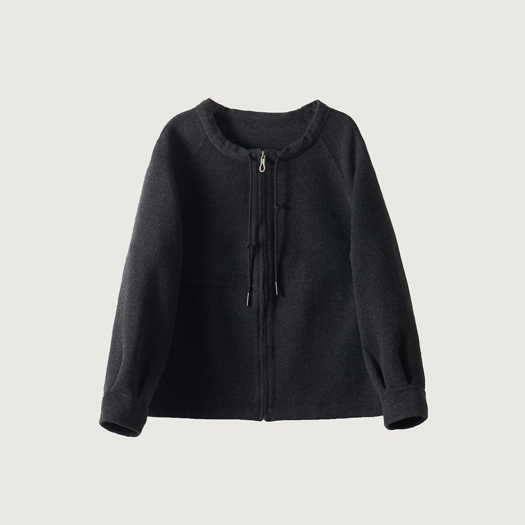 Casual Zipper Sweater Cardigan Crew Neck Drawstring Women's Woolen Jacket Wool Cashmere Top Fashion Casual