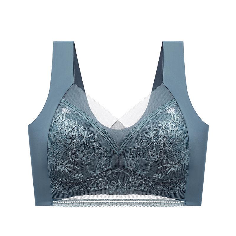 Plus Size Lace Lingerie Sports Bra - Wirefree, Seamless, Anti-Sagging Ice Silk Vest for a Slimmer Look
