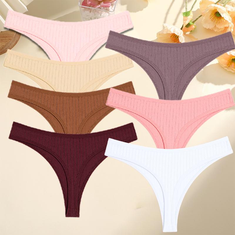 7PCS/Set G-string Cotton Women Lingerie Panties Thong Female Underwear Sexy Pantys Underpant Girl Intimates Thongs S-XL
