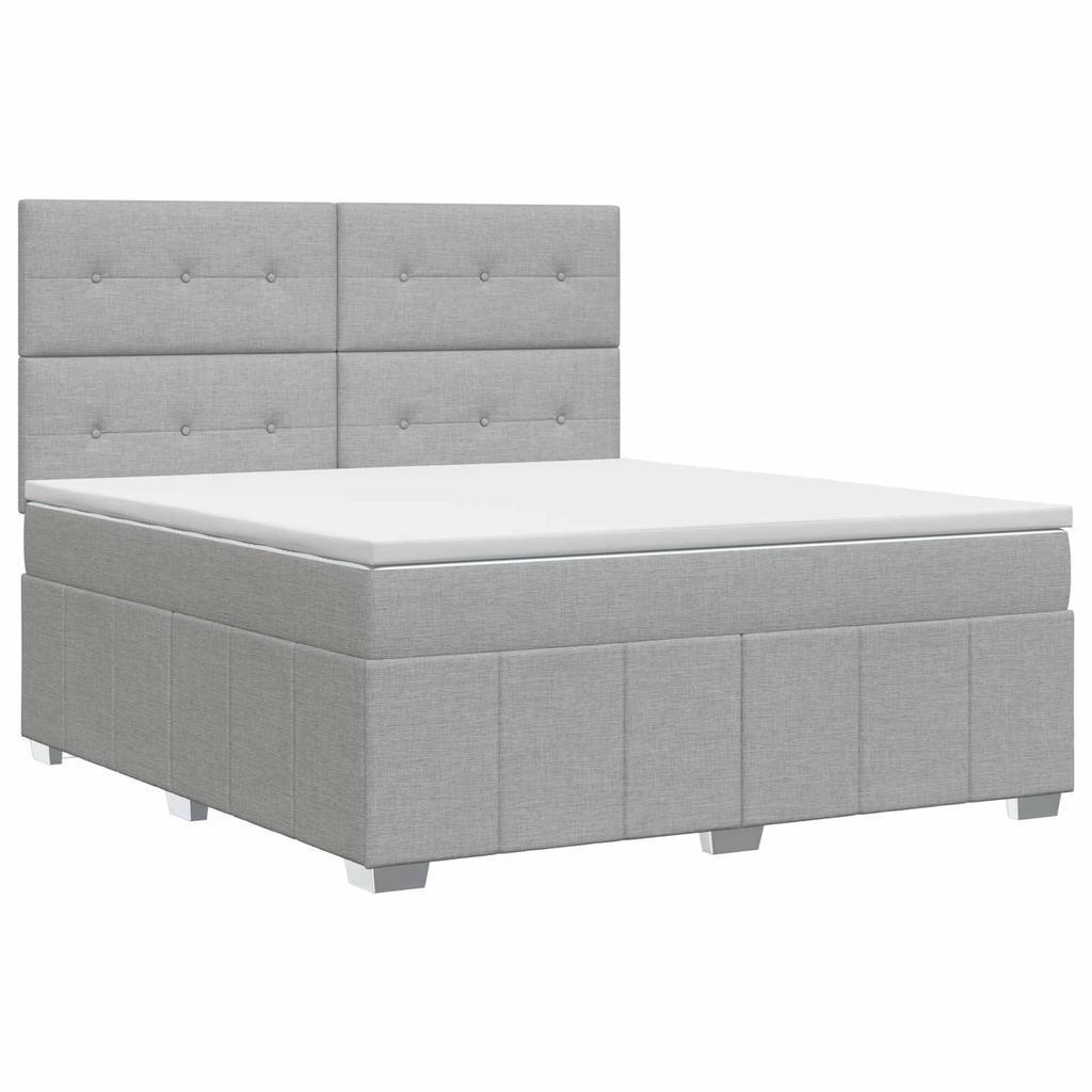 Box Spring Bed with Mattress Light Gray 140 x 200 cm Fabric