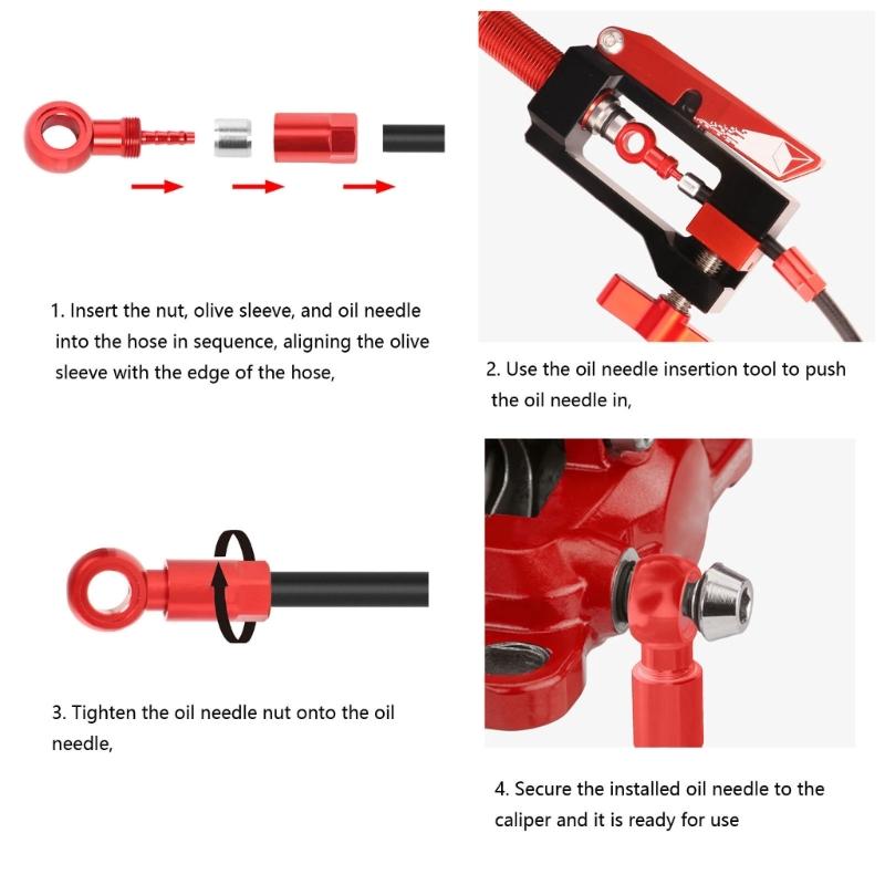 Precisions Machined Aluminum Brake Hose Oil Pipe And Barbs Fitting Set Suitable for Mountain Bike Hydraulic Disc Brakes
