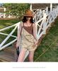 Women's High-Waist Denim Overall Shorts - Casual American Style, Loose Fit, Cuffed Wide Leg Jumpsuit