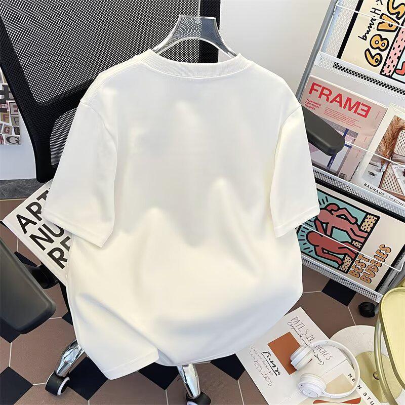 

Men s High-End Heavyweight Space Cotton T-Shirt - 2025 New Half Sleeve Liquid Texture Large білий