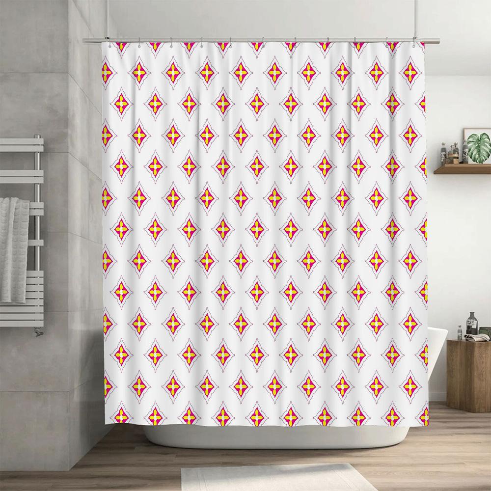 Vibrant Diamond Pattern Shower Curtainbrighten Up Your Bathroom With A Pop Of Color! Decorate Your Space In Style With Our Eye-C