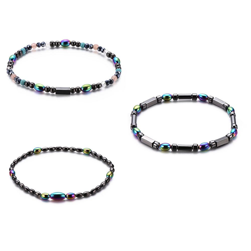 3PCS Simple Style Black Gallstone Acrylic Beads Foot Anklet Ankle Bracelet