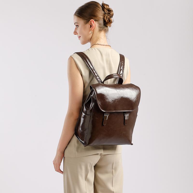 New Women's Backpack High Quality Leather Vintage Travel Backpacks Cowhide School Bag Versatile Student School Backpack 3161
